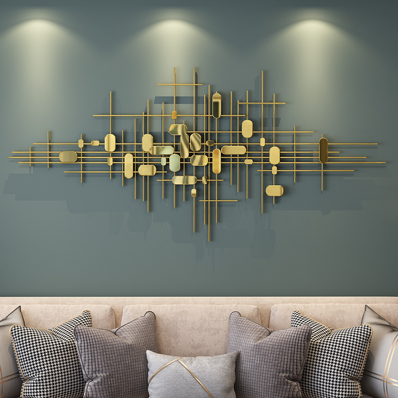 Iron Art Wall Hangings, Light Luxury Sofa Background Wall Decorative Paintings, Living Room Wall Decoration, Creative Metal Three-Dimensional Wall Hangings