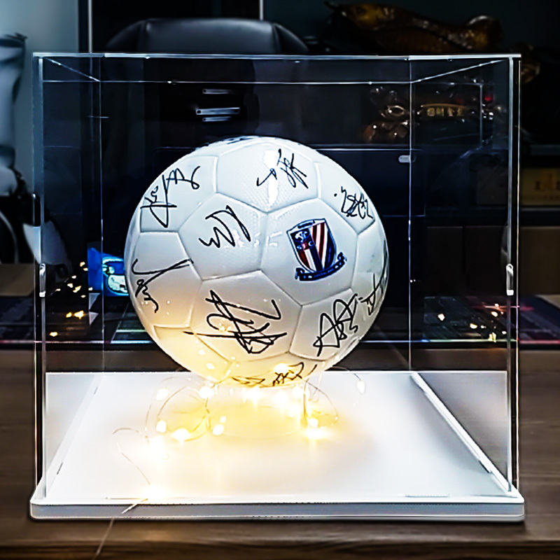 Transparent Acrylic Basketball Star Display Box, Glass Football and Volleyball Signature Rare Collection Dust Cover with Ball Holder Transparent Acrylic Basketball Star Display Box, Glass Football and Volleyball Signature Rare Collection Dust Cover with Ball Holder