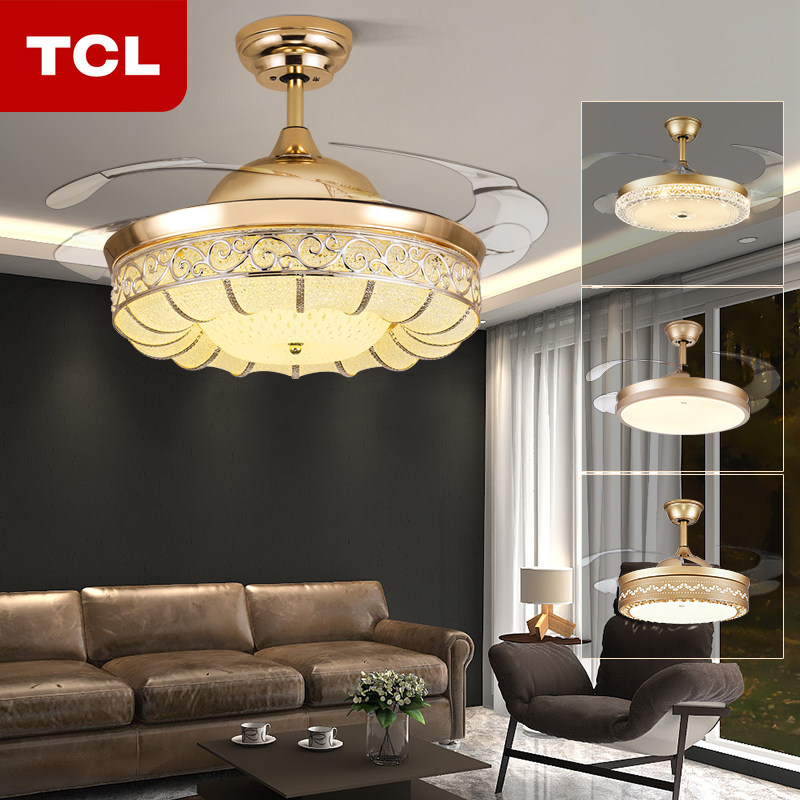 TCL European-style light extravagant crystal ceiling fan lamp ceiling fan lamp Living room Bedroom dining room 2021 New electric fan chandelie