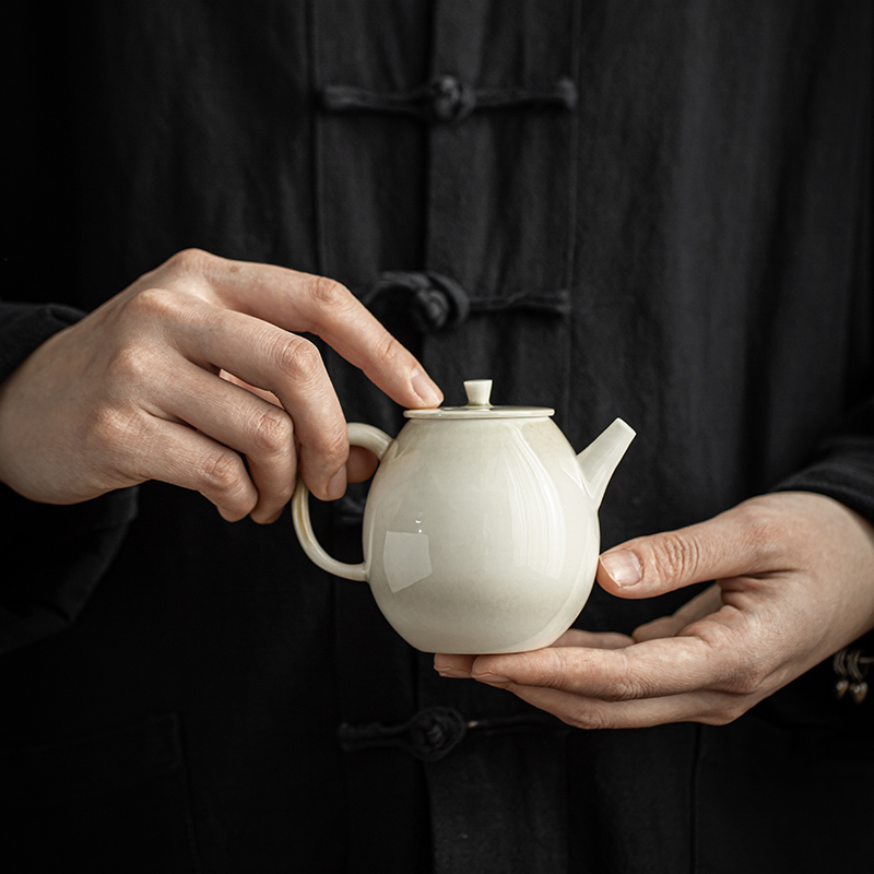 Zhen Pu Grass Wood Grey Glazed Kung-fu Teapot Single Pot Tea Tea Small Teapot ceramic Japanese style small number one with mini tea set