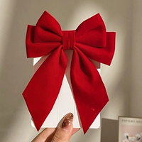 Средний красный бант и лента [длина узла 10, лента 11] зажим в виде утконоса