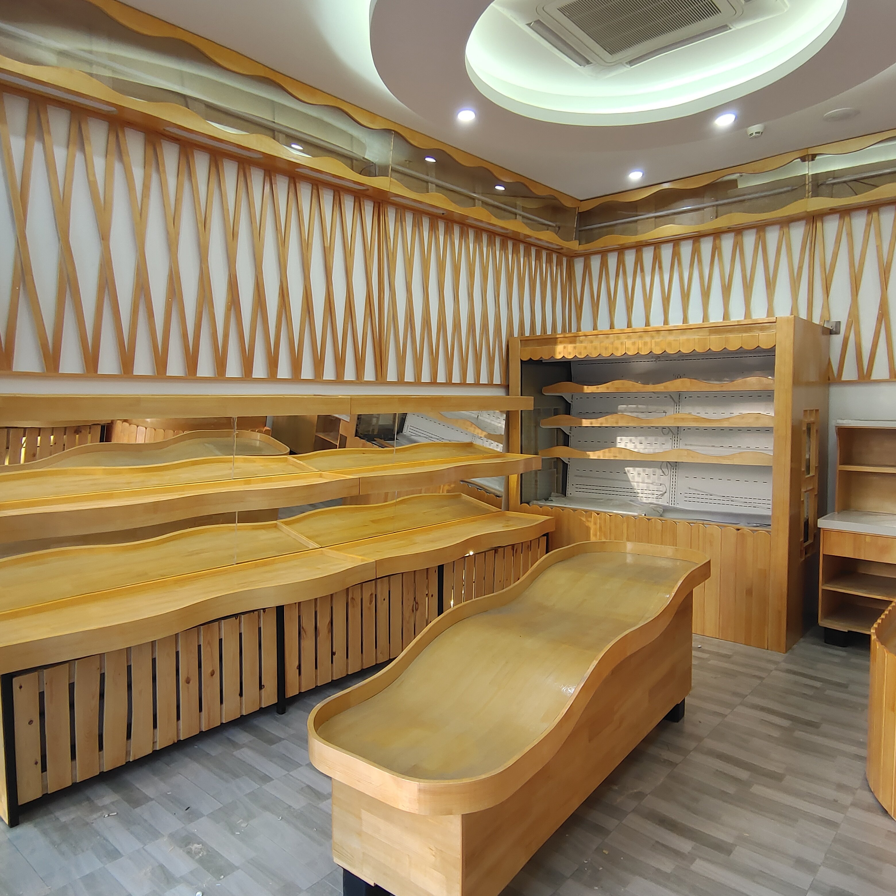 Fruit rack Fruit shop shelf display shelf in the island cabinet fruit box cashier supermarket fruit and vegetable rack solid wood