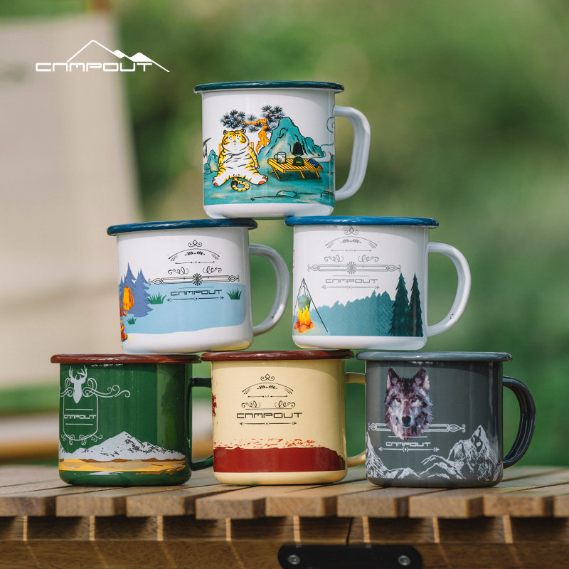 Enamel travel cup portable camping outdoor brewing tea 270ml high temperature can boil sailor creative simple