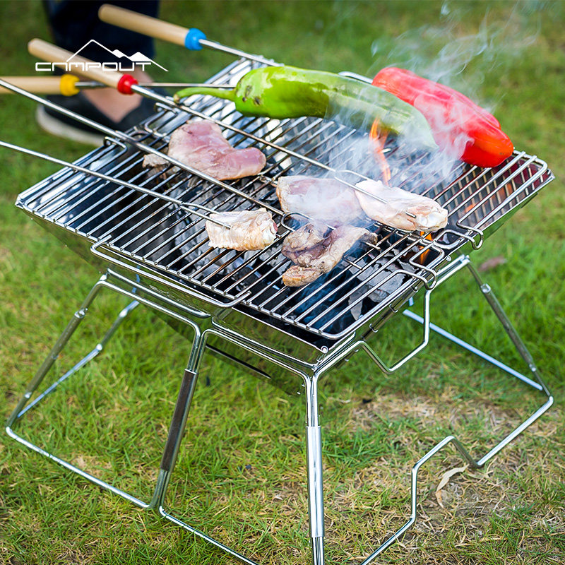 Outdoor Grill field charcoal small portable stainless steel thickened 304 Fold Easy Barbecue Oven Home Bbq