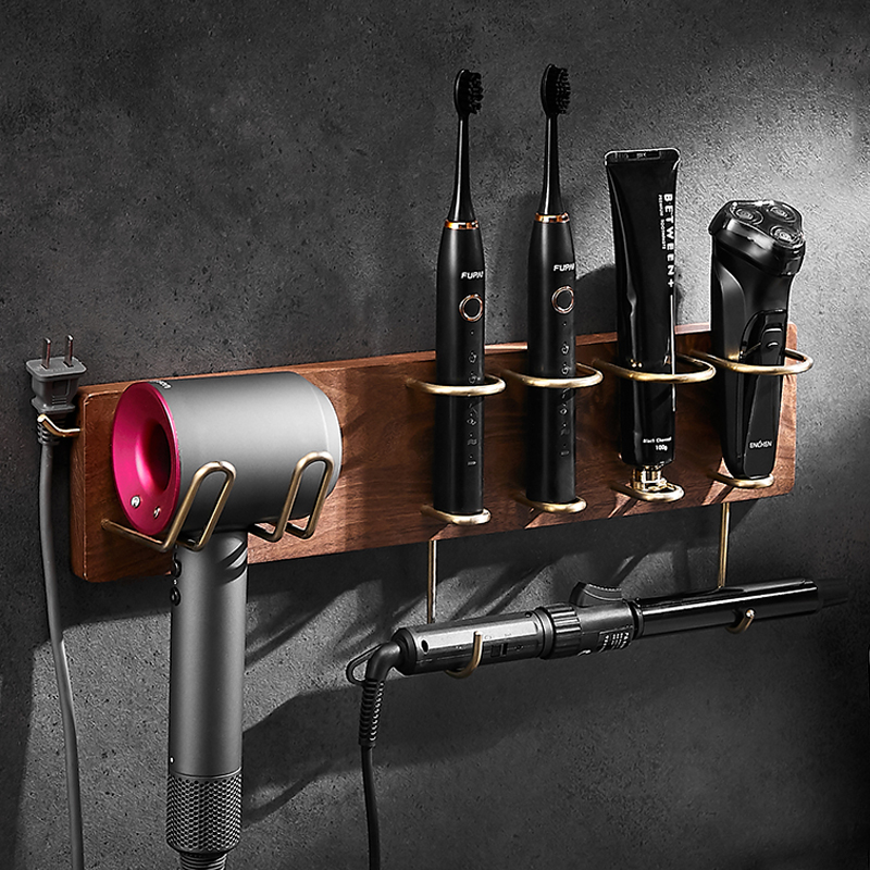 Dyson dyson Hair Dryer Rack Free of perforated toothbrush cup accommodating shelf wall-mounted Makeup Room Hair Dryer Rack Shelve