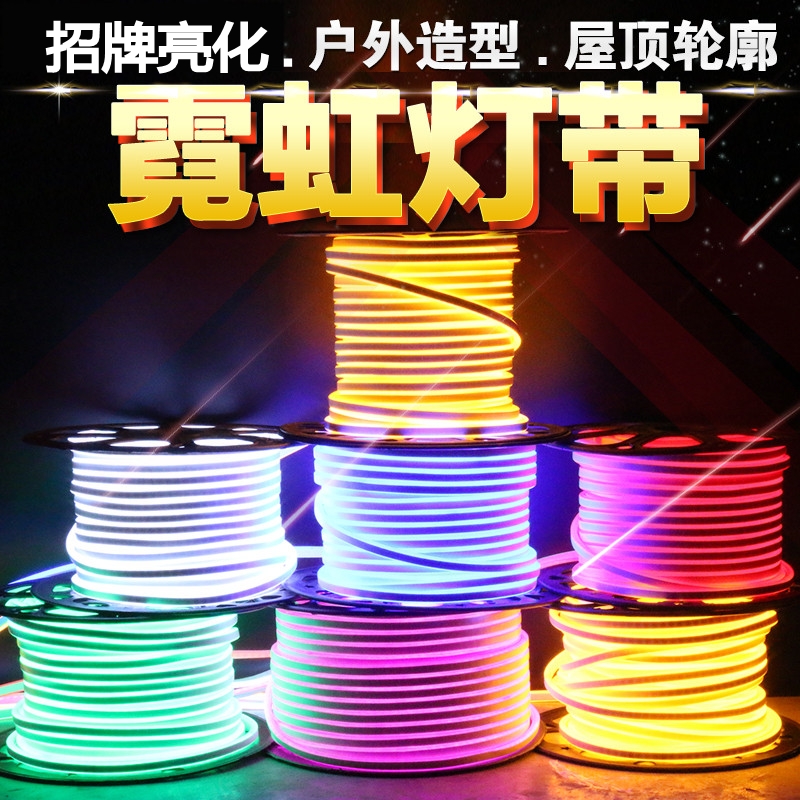 LED neon soft light strip outdoor waterproof light strip Outdoor advertising decorative lighting Flexible high-brightness 220v line light