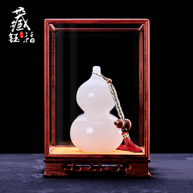 Natural jade gourd ornaments Chinese style home living room office entrance wine cabinet decoration opening housewarming new home gifts
