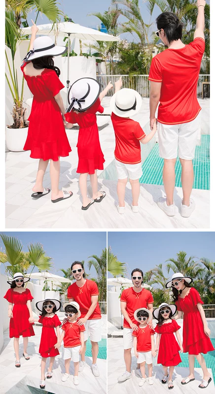 Phụ huynh-đứa trẻ ăn mặc Xia Yangqi mạng người nổi tiếng mẹ và trẻ em quần áo phụ nữ mùa hè váy cho một gia đình của ba mùa hè váy khác nhau - Trang phục dành cho cha mẹ và con