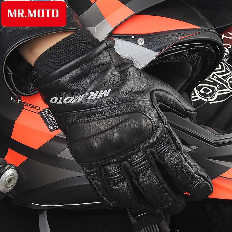 MRMOTO winter motorcycle gloves men waterproof anti-fall leather vintage motorcycle riding gloves knight thickened model
