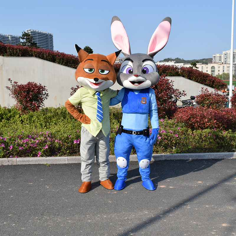Zootopia Cartoon Character Costumes Cute Rabbit Judy Doll Fox Headgear Summer Performance Promotional Props