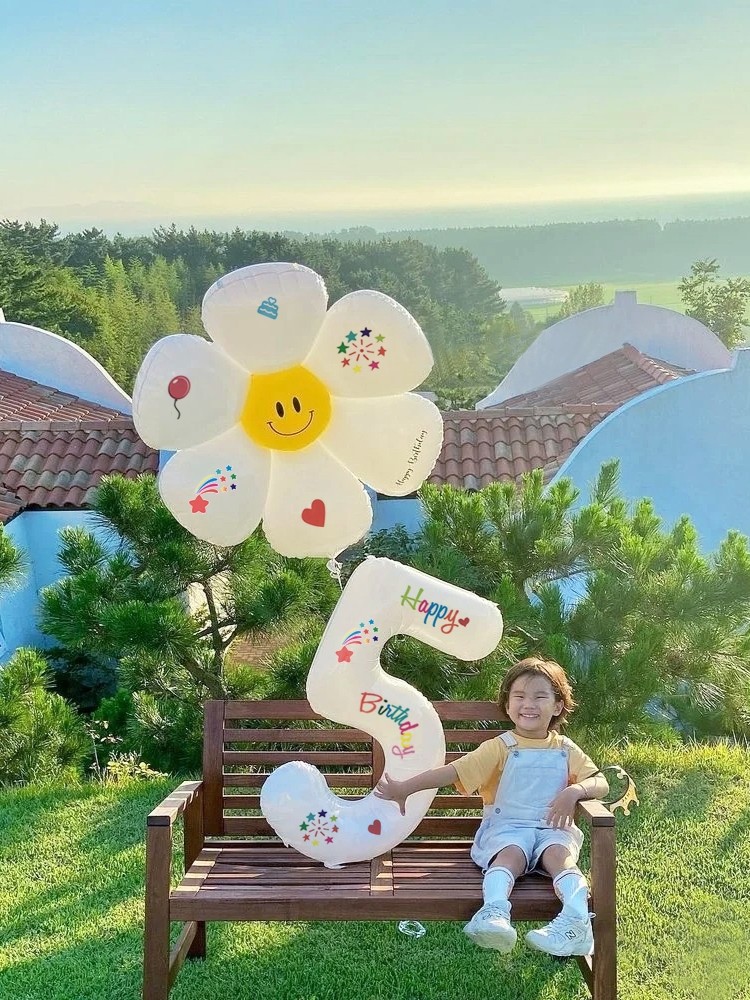 Birthday Digital Balloon in Handscape Head Spectacles Hat Children Photo Party Picnic Prop Scene Archive