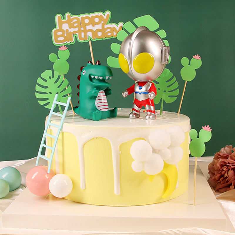 Baking birthday cake decoration piece of baking monster dinosaur senior department opens school cake plugin 6 1 Children's Day boy