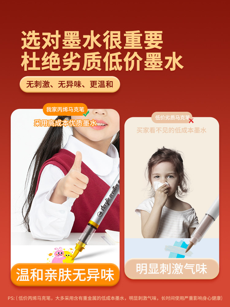 [New Year Gift] Noya Direct Liquid Soft-Tip Acrylic Markers for Elementary School Students, Non-Toxic Watercolor Pens for Children, Non-Bleeding and Layerable Glass Pen Tips for Kindergarten, Acrylic Pens