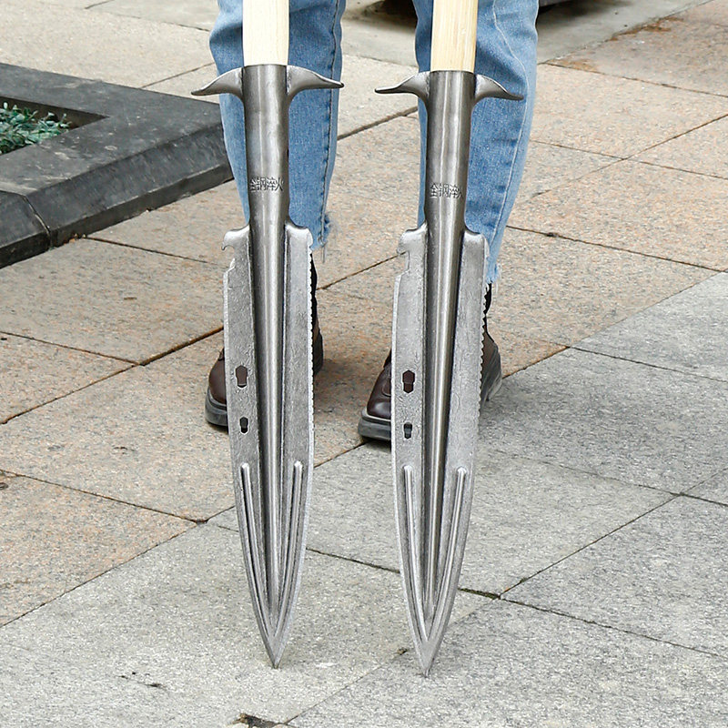 Multifunction shovel Serrated Spear Spear full steel gardening tip Firewood Hunting Spear Knife Zulu finger Spear Martial Arts Gun