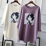 Tide, хлопковый длинный осенний приятный телу лонгслив, средней длины, большой размер, в корейском стиле