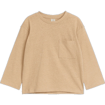 ARKET boys cotton and linen blended long-sleeved round neck T-shirt top beige 2024 spring new style 1220484002