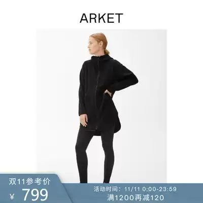 ARKET women's medium and long version of fleece jacket black autumn and winter New 0937693001