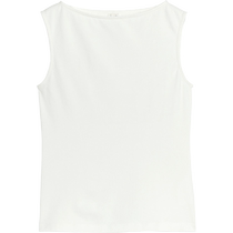 ARKET Womens Cotton Elastic Sleeveless Round Neck Vest Off-White 2024 Summer New Style 1234160001