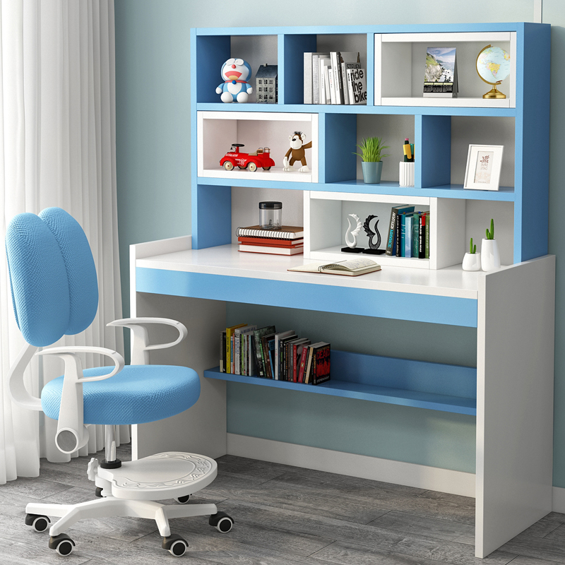 Children's Writing Table Chair Kids Desk Book Cabinet Combined with Simple Household School Boys Learning Table