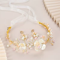 Ободок из жемчуга, клипсы