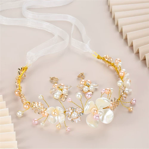 Детский аксессуар для волос ручной работы, ободок из жемчуга для принцессы