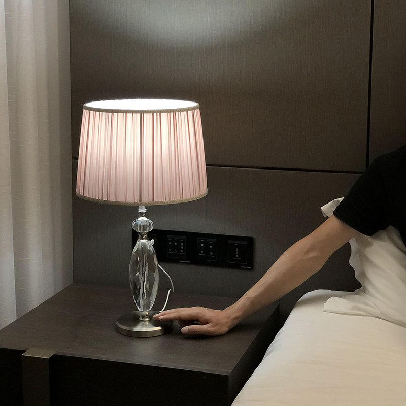Light luxury touch induction dimmable table lamp Bedroom pink romantic touch type bed headlamp household simple warm