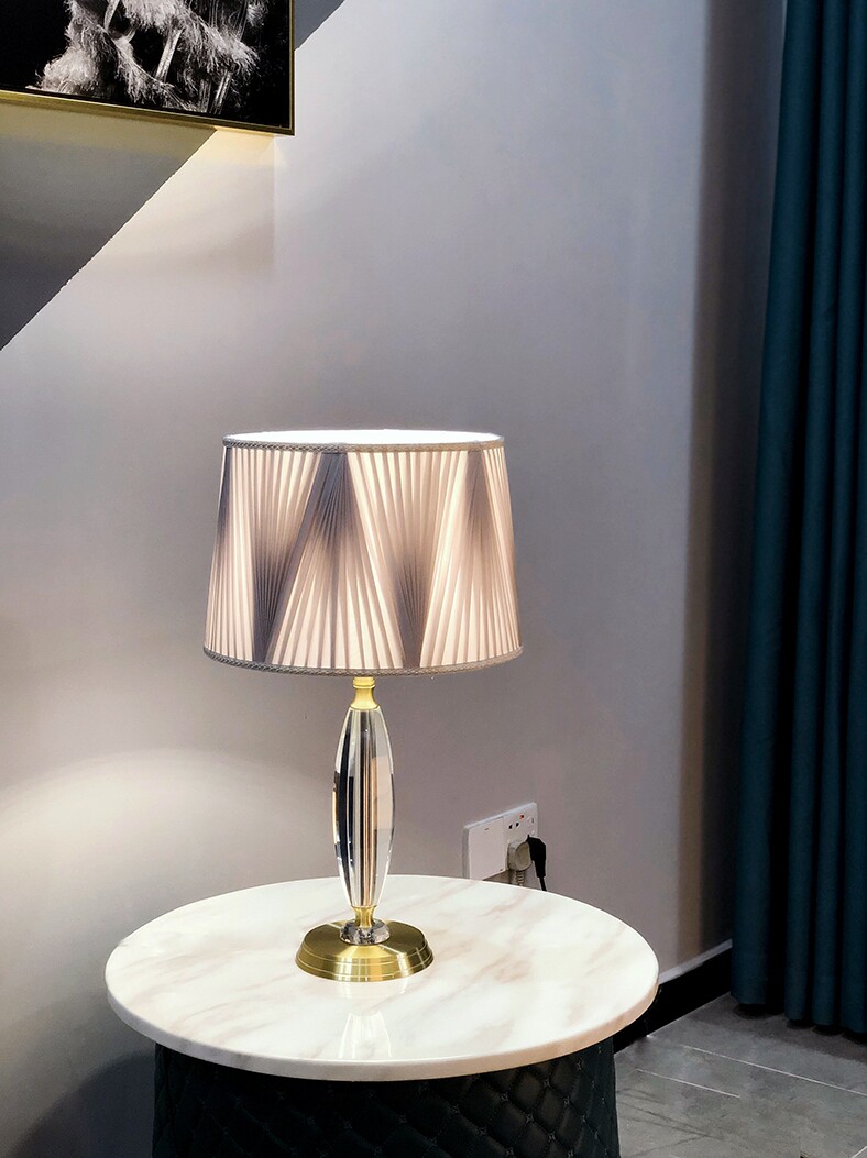 Morandi color light luxury bed lamp Warm bedroom study living room pleated romantic bed lamp designer