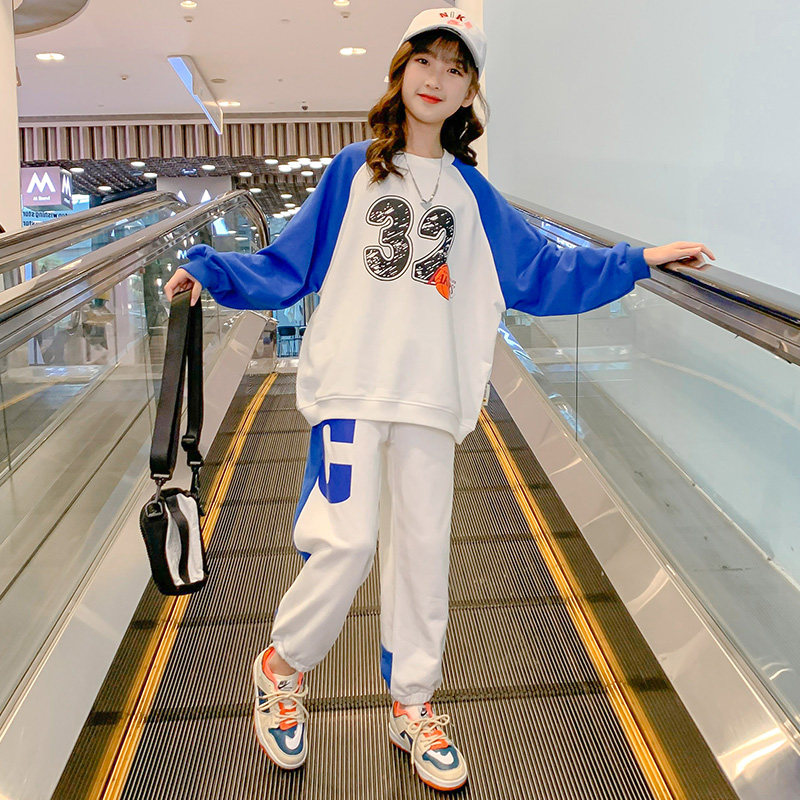 Girl's spring clothing online red suit 2022 new CUHK Scout spring autumn girl's clothing child trendy two sets