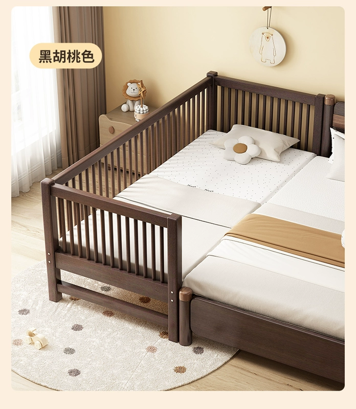 Gỗ Chắc Chắn Giường Trẻ Em Nối Giường Có Lan Can Cũi Cho Bé Trai Và Bé Gái Mở Rộng Giường Cho Bé Đầu Giường Hiện Vật Nối Giường Lớn