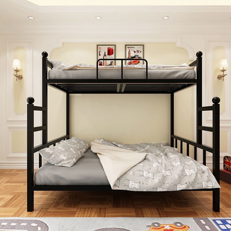 Nordic wrought iron elevated bed dormitory apartment bed modern minimalist iron frame bed small apartment upper and lower two-story double bed people