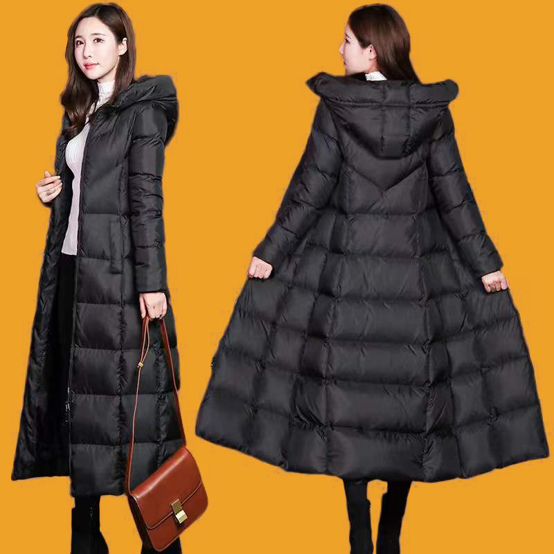 Off-Season Women's Long down Jacket 2025 Winter New Style Over-The-Knee Slim Fit Thickened Warm White Duck down Coat Off-Season Women's Long down Jacket 2025 Winter New Style Over-The-Knee Slim Fit Thickened Warm White Duck down Coat