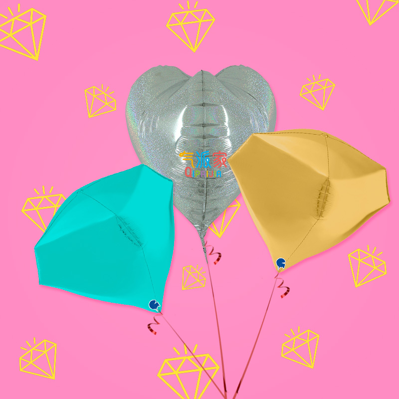 Stylish home 4D three-dimensional diamond-shaped aluminum foil balloon 18-inch Italian imported birthday party decoration thickening explosion-proof