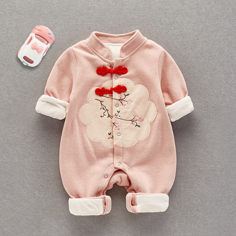 Western style baby jumpsuit female baby autumn clothes cute full moon princess clothes male newborn spring and autumn out