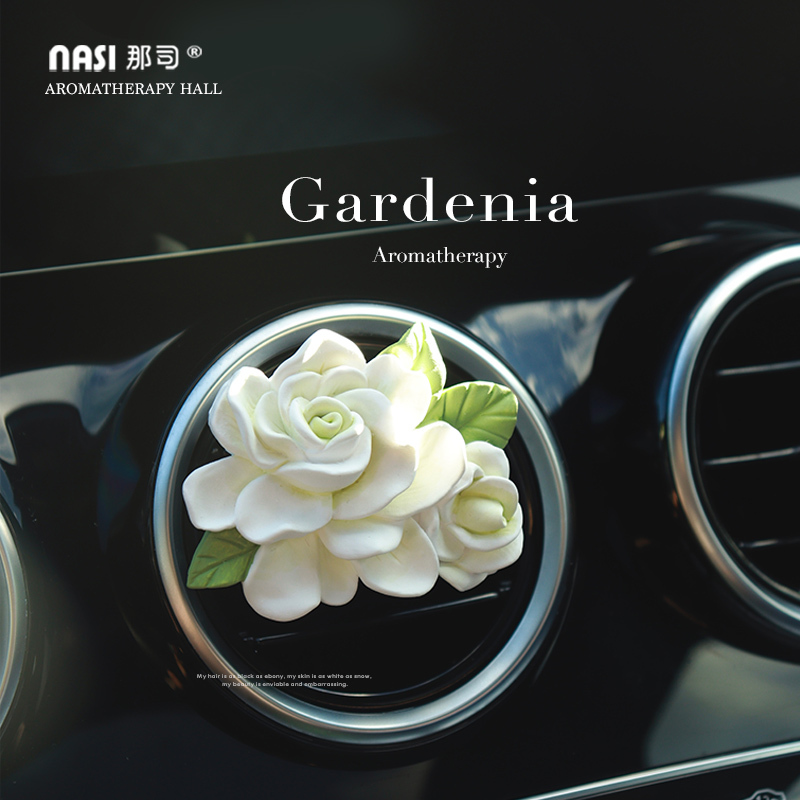 Gardenia Car Perfume Aromatherapy Car Air Conditioning Vent Decoration Flower Diffuser Stone Goddess Style Car Fragrance