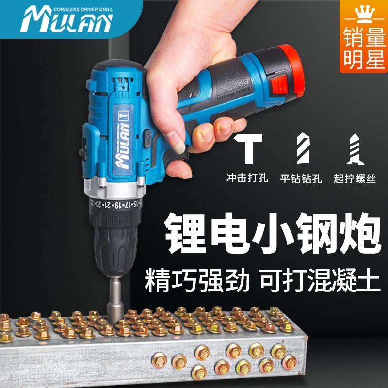 German rechargeable multifunctional electric screwdriver small pistol drill home handheld lithium electric drill flashlight turn drill