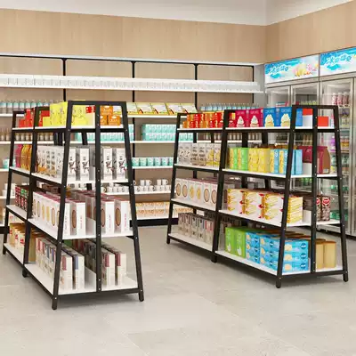 Nakajima cabinet display cabinet Supermarket convenience store oblique shelf Cosmetics display rack double-sided display table shelf shelf