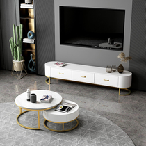 TV cabinet coffee table combination Modern simple white small apartment living room drawer storage floor cabinet TV cabinet light luxury