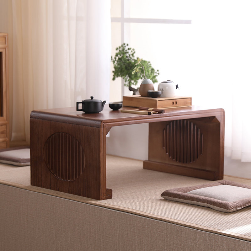 Solid wood kang table domestic tatami small table floating window small tea table day style Zen-style tea table balcony short table country school table