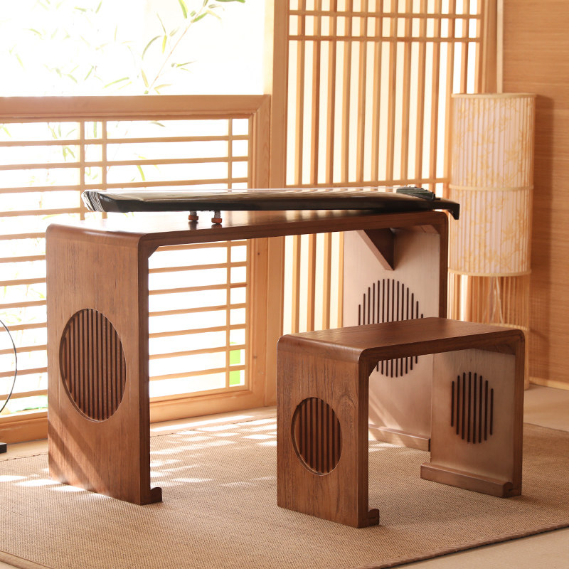 Ye Xu new Chinese style solid wood piano table guqin table stool resonance piano desk desk Zen Go Guoxue table guzheng table