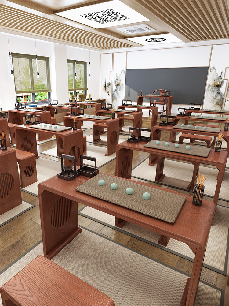 New Chinese Solid Wood Calligraphy Table Home Painting And Calligraphy Table Zen training course Cen table Guqin Kindergarten imitating ancient Chinese school table-Taobao