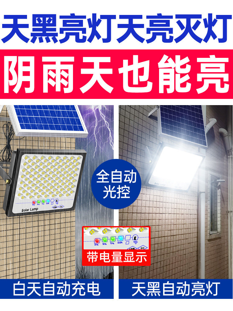 Solar Outdoor Lights for Home Use in New Rural Areas, Ultra-Bright High-Power Courtyard Floodlights, One-To-Two Lighting Street Lights