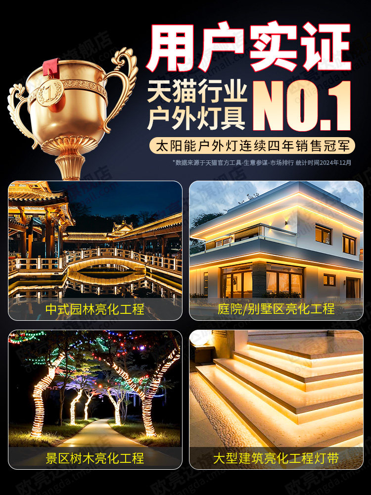 2025 New Solar-Powered Outdoor Waterproof Ultra-Bright Led Light Strip Soft Light Bar Warm Light Ambient Light Automatically Turns on after Dark