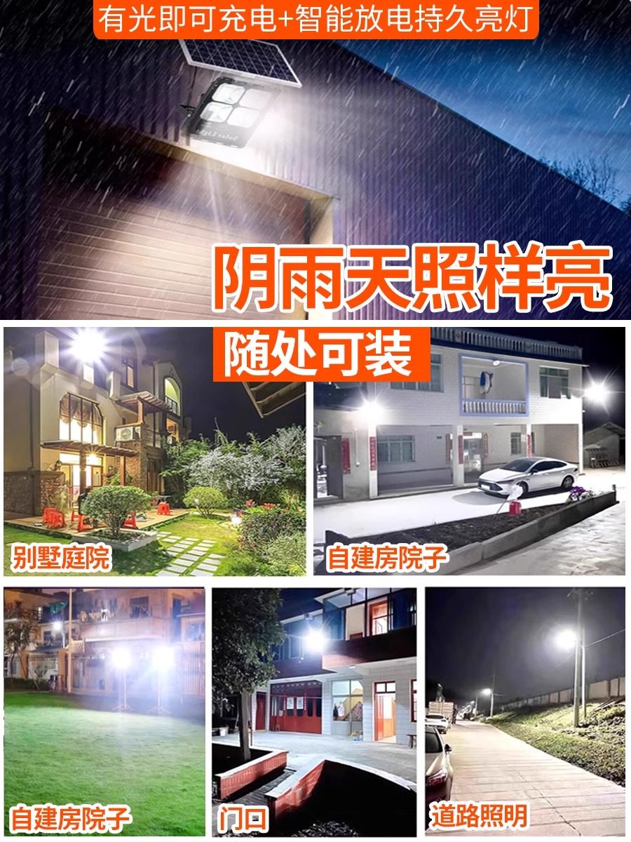 2025 New Solar Outdoor Light for Rural Household Use, Split-Type Balcony Super Bright High-Power Wall Light