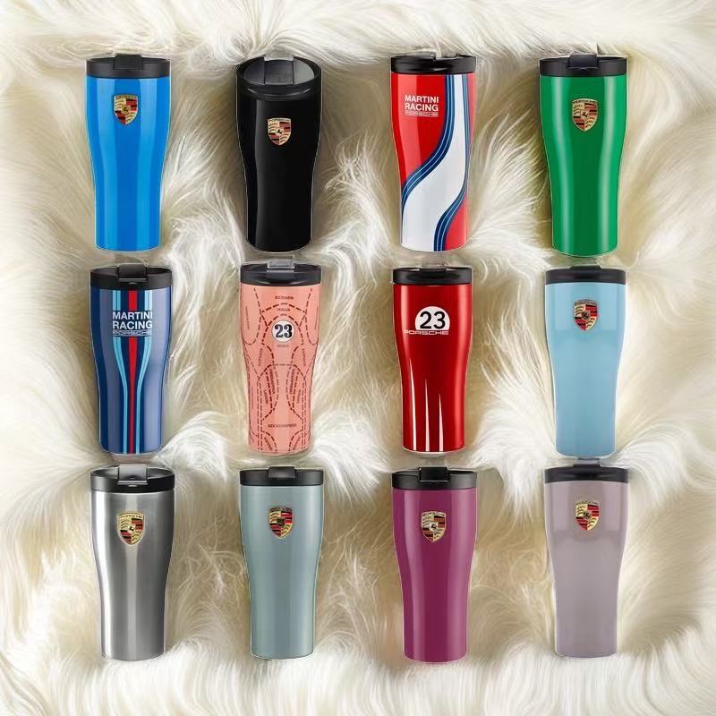 Porsche Thermos Cup 304 Stainless Steel Water Cup 4S Store Gift Car-Mounted Portable Direct Drinking Cup Tea Cup Large Capacity