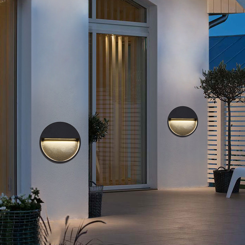 Foot light surface mounted led outdoor waterproof wall light round human body induction night light step light stair step light