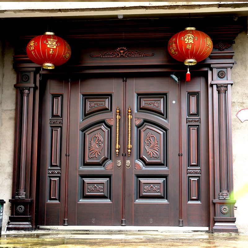 Village villa door double switch entry door fingerprint lock anti-theft door home smart Chinese courtyard rural entry door