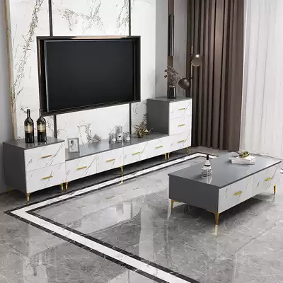 Light luxury Nordic coffee table TV cabinet combination small apartment simple modern living room household storage TV cabinet tea table table