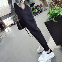 Maternity jeans nine-point short black straight loose outer wear third trimester trousers spring and autumn small pants