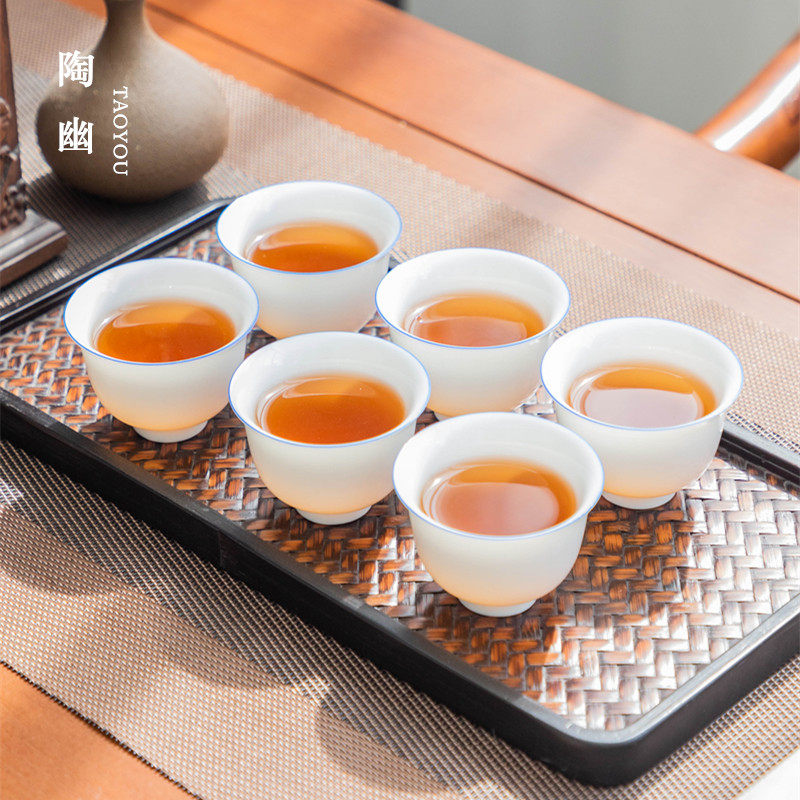 Pure handmade sweet white kung fu tea cup thin tire master cup white porcelain tea bowl single cup small tea cup household goods tea cup single cup