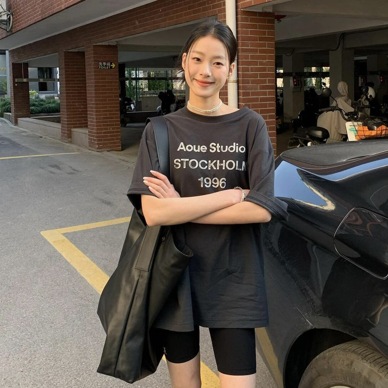 Feel Free to Compare Any Product Pmkdbwnh Summer Pure Cotton Loose-Fitting Women's Ac Style 1996 Top Short-Sleeved T-Shirt
